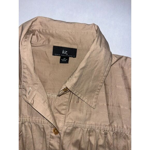 IZ Byer California Short Sleeve Button Down Khaki Dress Size M - Picture 4 of 6